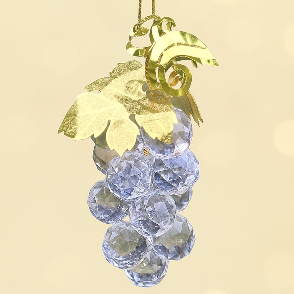 Acrylic Crystal-like Grape Cluster Ornament "Gold" Leaf Hanging Decoration